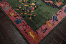Multi Size Hand Tufted Pictorial New Zealand Wool Chinese Art Deco  Oriental Area Rug Green,Pink Color
