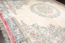 12'2" x 14'7" Hand Knotted 100% Bamboo Silk French Aubusson Savonnerie Area Rug Ivory - Oriental Rug Of Houston