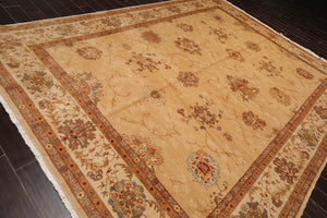 9'4'' x 12'8'' Hand Knotted 100% Wool Rare Egyptian Oushak Area Rug Tan Beige
