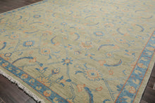 9x12 Hand Knotted All-Over Wool Oushak Traditional  Oriental Area Rug Mint,Blue Color