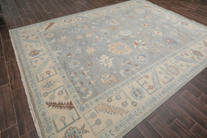 9x12 Hand Knotted All-Over Wool Oushak Traditional  Oriental Area Rug Gray,Ivory Color
