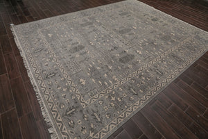 9x12 Hand Knotted All-Over Wool Oushak Traditional  Oriental Area Rug Gray,Beige Color