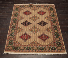 6' x 8'10" Hand Knotted Superfine 100% Wool Traditional Oriental Area Rug Beige - Oriental Rug Of Houston