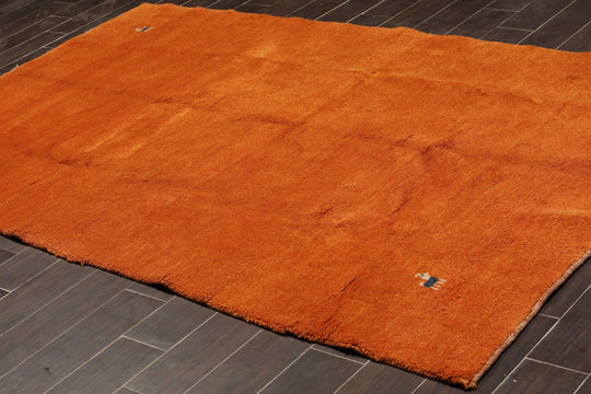 5'3" x 8'6" Hand Knotted 100% Wool Gabbeh Oriental Area Rug Burnt Orange