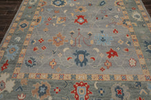 9x12 Hand Knotted All-Over Wool Oushak Arts & Crafts  Oriental Area Rug Slate,Celadon Color