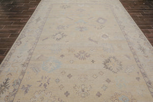 9x12 Hand Knotted All-Over Wool Oushak Traditional  Oriental Area Rug Beige,Taupe Color