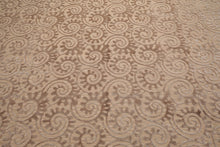 9x12 Hand Woven Wool & Silk Aubusson Savonnerie Floral Area Rug Tan