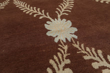 3x5 Hand-Knotted Tibetan Terra Trellis Floral Wool & Silk Brown Are Rug