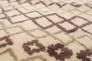 5' x 7'4" Handmade 100% Wool Modern Moroccan Oriental Area rug Ivory Gray Brown - Oriental Rug Of Houston