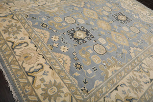 Muted Turkish Oushak 9’1" x 11’11” Hand Knotted 100% Wool Area Rug Slate - Oriental Rug Of Houston