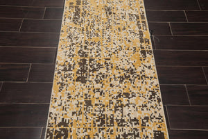 2'4" x 8'3" New Zealand Wool Pixilated Runner Oriental Area Rug Gold - Oriental Rug Of Houston