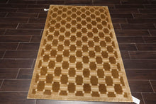 3'11'' x 5'11'' Hand Knotted Tibetan Wool & Silk Basket Weave Area Rug Brown