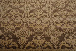 Turkish Oushak Wool 8’8" x 11’9” Hand Knotted Traditional Area Rug Brown - Oriental Rug Of Houston