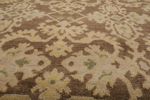 Turkish Oushak Wool 8’8" x 11’9” Hand Knotted Traditional Area Rug Brown - Oriental Rug Of Houston