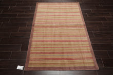 4x6 Sage Hand Knotted Tibetan Contemporary Striped Wool Oriental Area Rug
