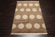 6x9 Olive Hand Knotted Art Deco Geometric Wool and Silk Oriental Area Rug