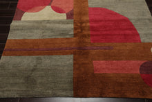 6x9 Gray Hand Knotted Tibetan Art Deco  Geometric Wool Oriental Area Rug