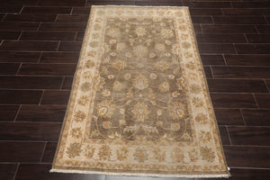 4x6 Moss Hand Knotted Agra Traditional Floral Wool Oriental Area Rug