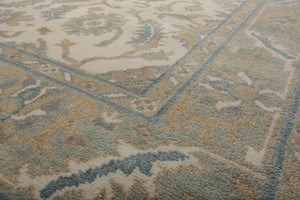 Muted Turkish Oushak 8’11" x 11’11” Hand Knotted 100% Wool Area Rug Cream - Oriental Rug Of Houston