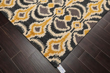 8' x 10' Handmade 100% Wool Bold Ikat Modern Oriental Area Rug Beige