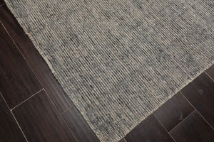 LoomBloom Beige Modern Ribbed Hand Knotted Wool Oriental Area Rug in 5x8