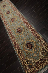 2’7” x 11’9” Hand Knotted 100% Wool Runner Traditional Oriental Area Rug Aqua - Oriental Rug Of Houston