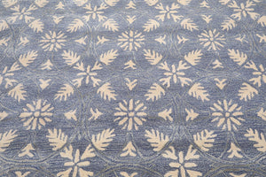 9'6'' x 12'5'' Handmade Wool & Art Silk Botanical Oriental Area Rug Blue, Ivory - Oriental Rug Of Houston