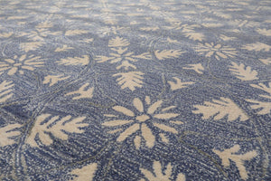 9'6'' x 12'5'' Handmade Wool & Art Silk Botanical Oriental Area Rug Blue, Ivory - Oriental Rug Of Houston