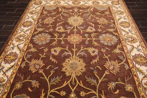 7'9'' x 9'9'' Handmade 100% Wool Kashan Traditional Oriental Area Rug Brown - Oriental Rug Of Houston