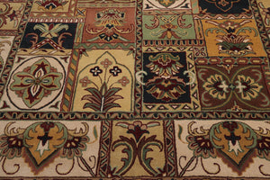8' x 11' Handmade Wool Multi Panel Traditional Oriental Area Rug Burgundy
