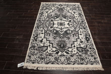 LoomBloom White Oriental Area Rug 5x8 Hand Woven Traditional Kilim Wool