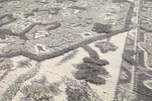 LoomBloom 5x8 Gray Artisanal Traditional Kilim Wool Oriental Area Rug