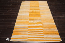 LoomBloom Beige 5x8 Hand Woven Oriental Area Rug with Contemporary Stripes