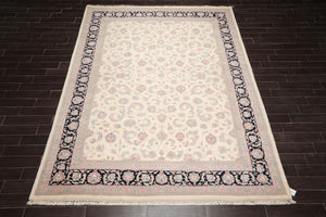 8'10" x 12'3" Hand Knotted Traditional Superfine Wool Oriental Area Rug Ivory - Oriental Rug Of Houston