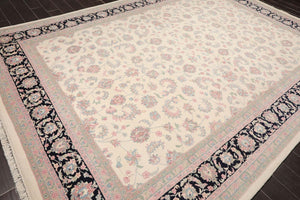 8'10" x 12'3" Hand Knotted Traditional Superfine Wool Oriental Area Rug Ivory - Oriental Rug Of Houston