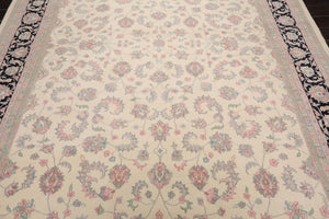 8'10" x 12'3" Hand Knotted Traditional Superfine Wool Oriental Area Rug Ivory - Oriental Rug Of Houston