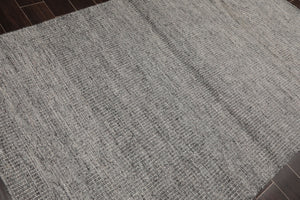 LoomBloom 5x8 Size Gray Hand Woven Modern Ribbed Wool Oriental Area Rug