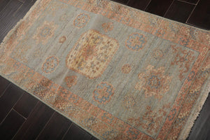Muted Afghan Oushak Vegetable Dyes 3’ x 5’ Hand Knotted Wool Area Rug Slate - Oriental Rug Of Houston