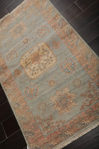 Muted Afghan Oushak Vegetable Dyes 3’ x 5’ Hand Knotted Wool Area Rug Slate - Oriental Rug Of Houston