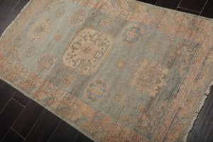 Muted Afghan Oushak Vegetable Dyes 3’ x 5’ Hand Knotted Wool Area Rug Slate - Oriental Rug Of Houston