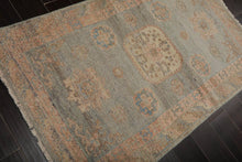 Muted Afghan Oushak Vegetable Dyes 3’ x 5’ Hand Knotted Wool Area Rug Slate - Oriental Rug Of Houston