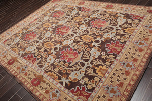 8x10 Brown, Beige Hand Tufted Hand Made 100% Wool William Morris Traditional Oriental Area Rug