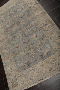 Muted Afghan Oushak Vegetable Dyes 3’ x 5’ Hand Knotted Wool Area Rug Gray - Oriental Rug Of Houston