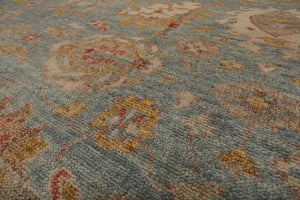 10’ x 14’2” Muted Oushak Hand Knotted Wool Traditional Area Rug Aqua - Oriental Rug Of Houston
