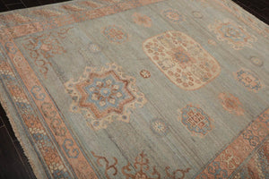 8x10 Muted Afghan Oushak Vegetable Dyes Mint Traditional Wool Area Rug - Oriental Rug Of Houston