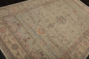 Muted Afghan Oushak Vegetable Dyes Moss 6x9 Traditional Wool Area Rug - Oriental Rug Of Houston