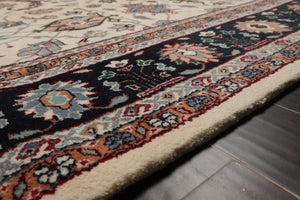 8'11" x 11'8" Hand Knotted 100% Wool Traditional Oriental Area Rug Ivory