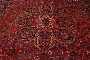 9'10" x 13' Hand Knotted 100% Wool Medallion Herizz Traditional Area Rug Red - Oriental Rug Of Houston