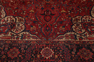 9'10" x 13' Hand Knotted 100% Wool Medallion Herizz Traditional Area Rug Red