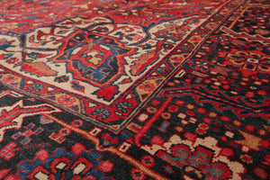 9'10" x 13' Hand Knotted 100% Wool Medallion Herizz Traditional Area Rug Red